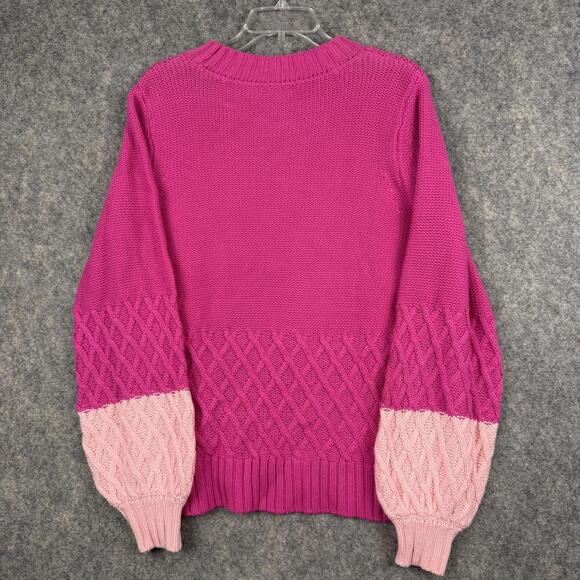 Crown & Ivy Long Sleeve Pullover Sweater Dark Pink Light Pink Size Large NWT 841 - Picture 5 of 7